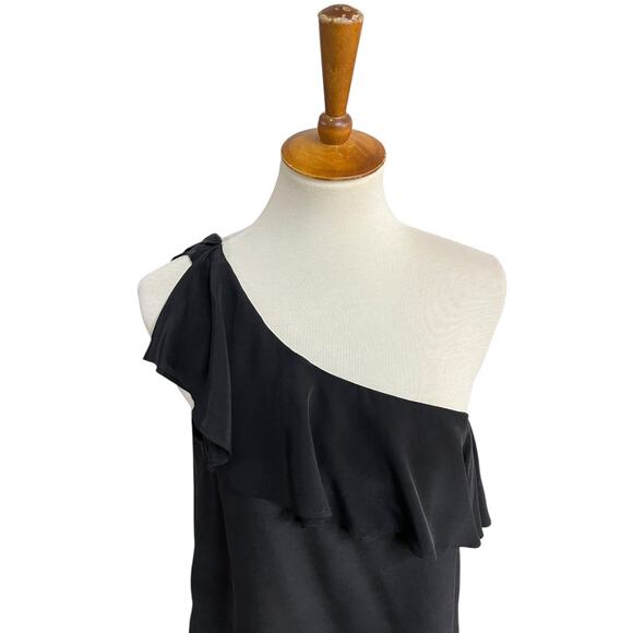 Anthropologie Maeve 100% Silk One Shoulder Ruffle Top Blouse Size 10 - Picture 5 of 11